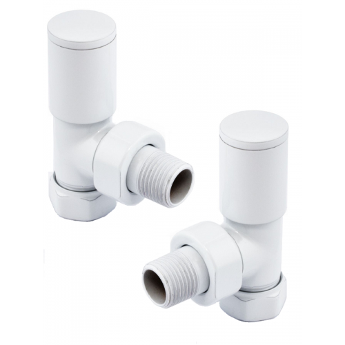 Milan Angled Manual Valve - White - Modern Manual Radiator Valves