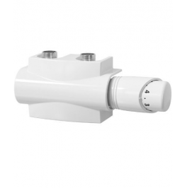 Modah White Twin Thermostatic Valve Set - 50mm Pipe Centres