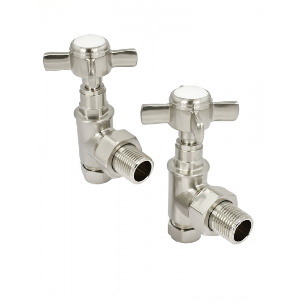 Westminster Angled Radiator Valve Set - Satin Nickel Westminster Angled Radiator Valve Set - Satin Nickel
