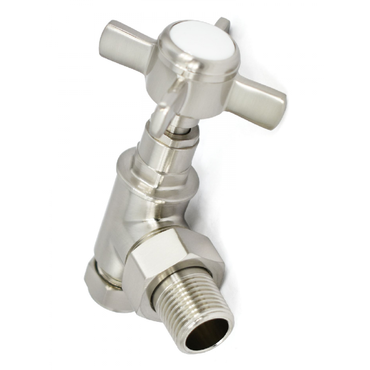 Westminster Angled Radiator Valve Set - Satin Nickel