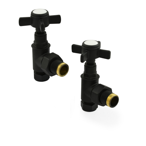 Westminster Angled Radiator Valve Set - Textured Black - Westminster Manual Valve Range