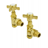 Westminster Angled Radiator Valve Set Un-Lacquered Brass