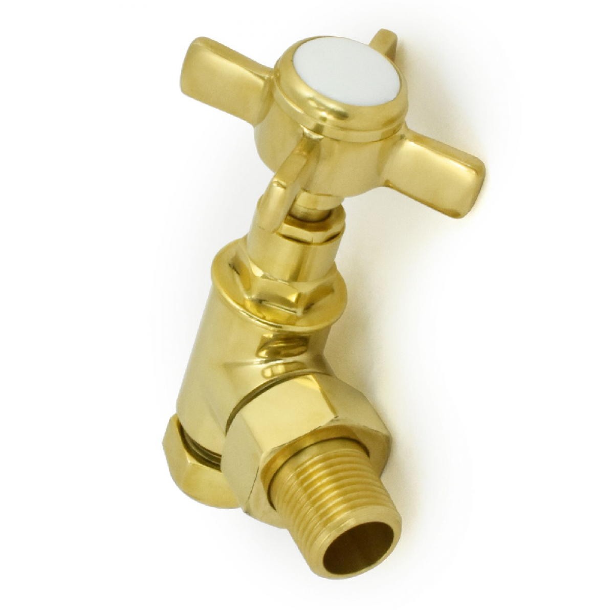 Westminster Angled Radiator Valve Set Un-Lacquered Brass