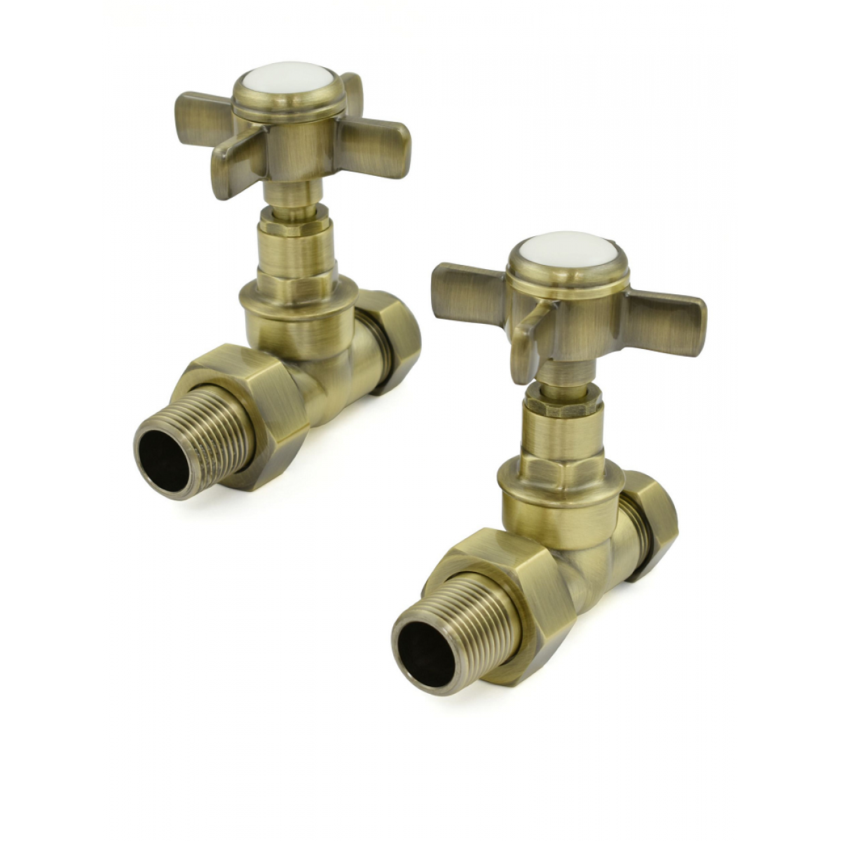 Westminster Straight Radiator Valve Set  - Antique Brass