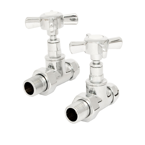 Westminster Straight Radiator Valve Set - Chrome - Westminster Manual Valve Range
