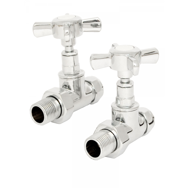 Westminster Straight Radiator Valve Set - Chrome Westminster Straight Radiator Valve Set - Chrome