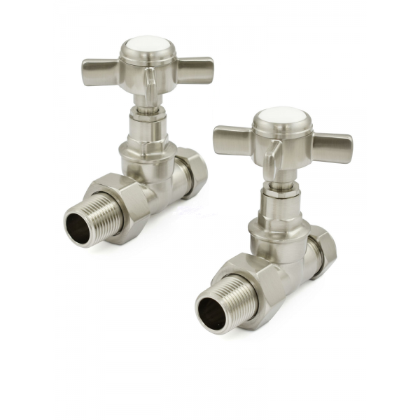 Westminster Straight Radiator Valve Set - Satin Nickel Westminster Straight Radiator Valve Set - Satin Nickel