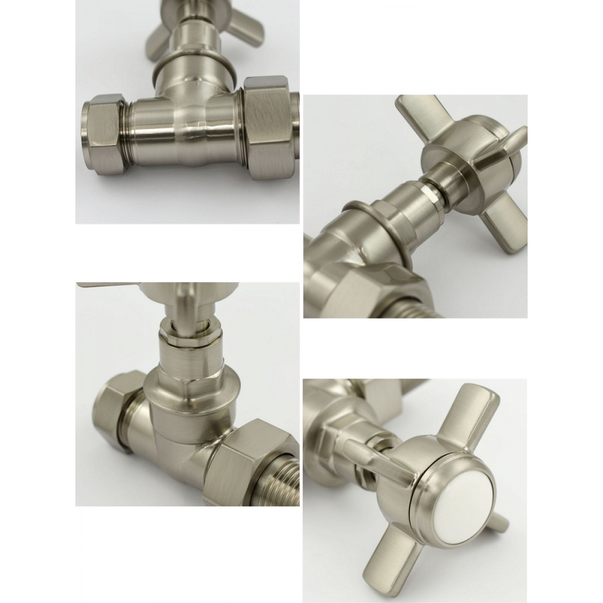 Westminster Straight Radiator Valve Set - Satin Nickel