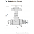 Westminster Straight Radiator Valve Set - Chrome Westminster Straight Radiator Valve Set - Chrome