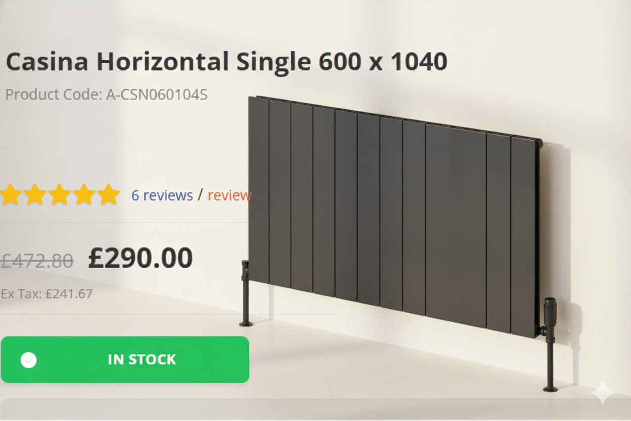 The Reina Casina horizontal single column aluminium radiator