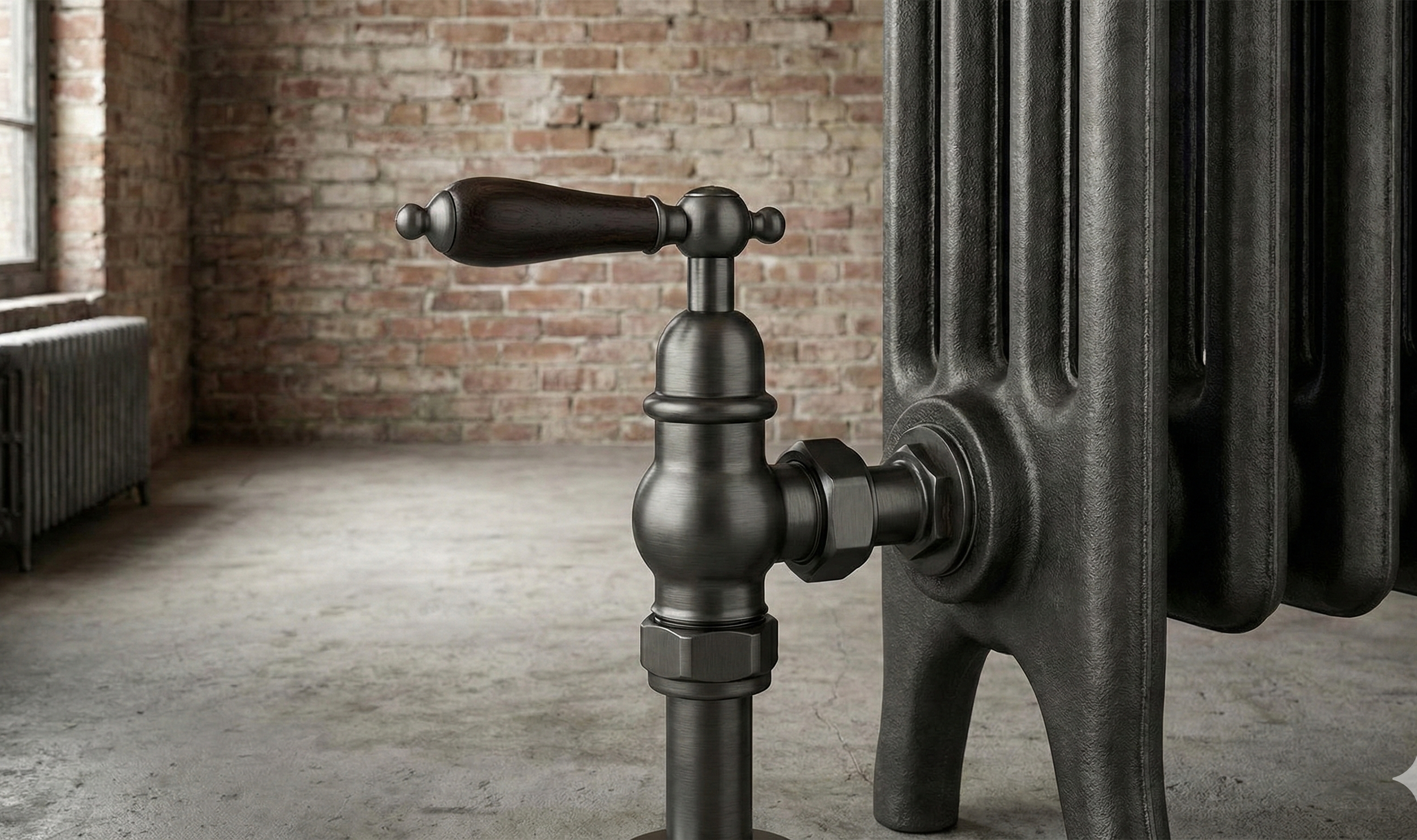 Abbey Lever Radiator Valve Set Pewter