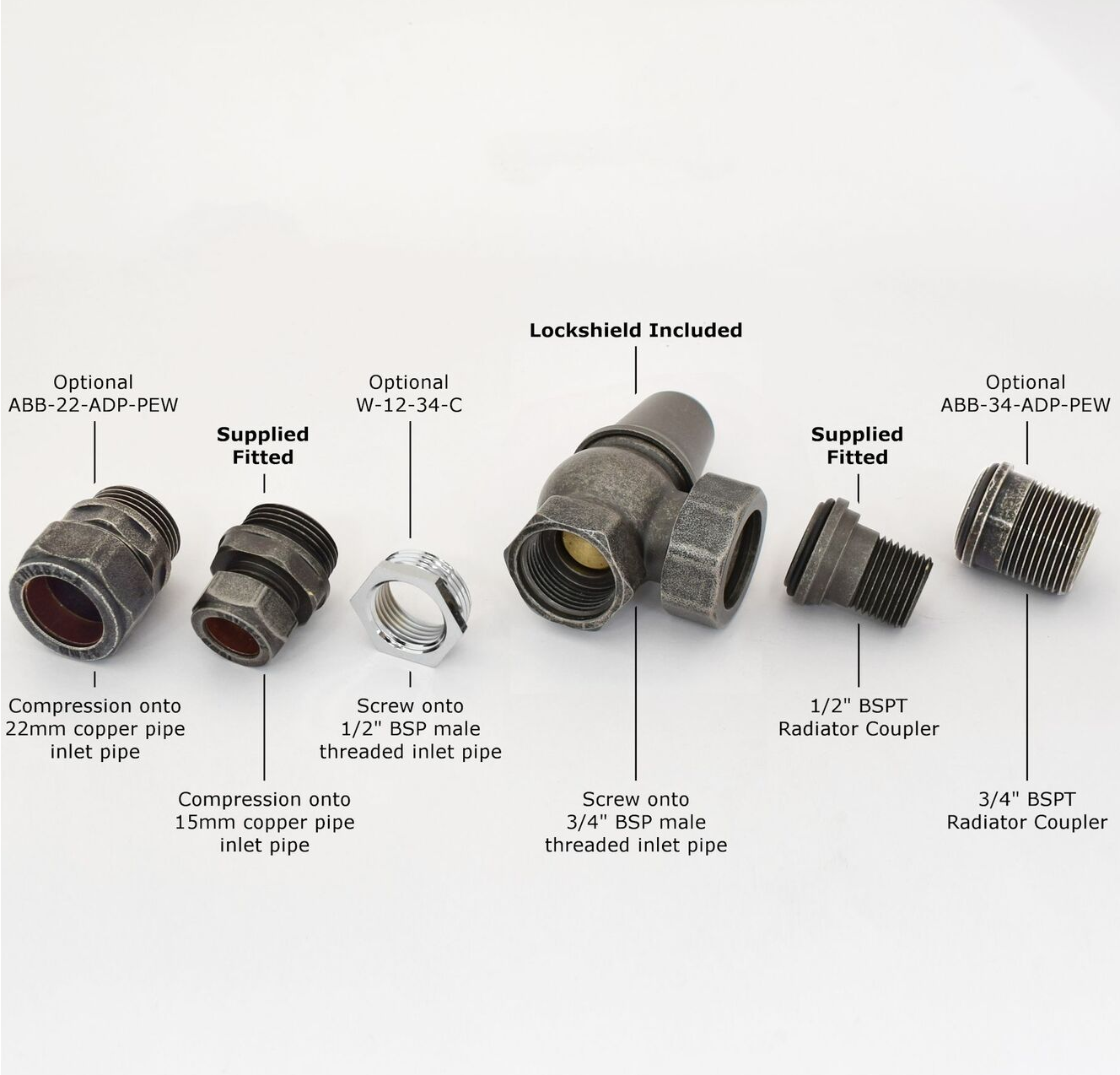 Admiral Straight Thermostatic Valve - Pewter Finish