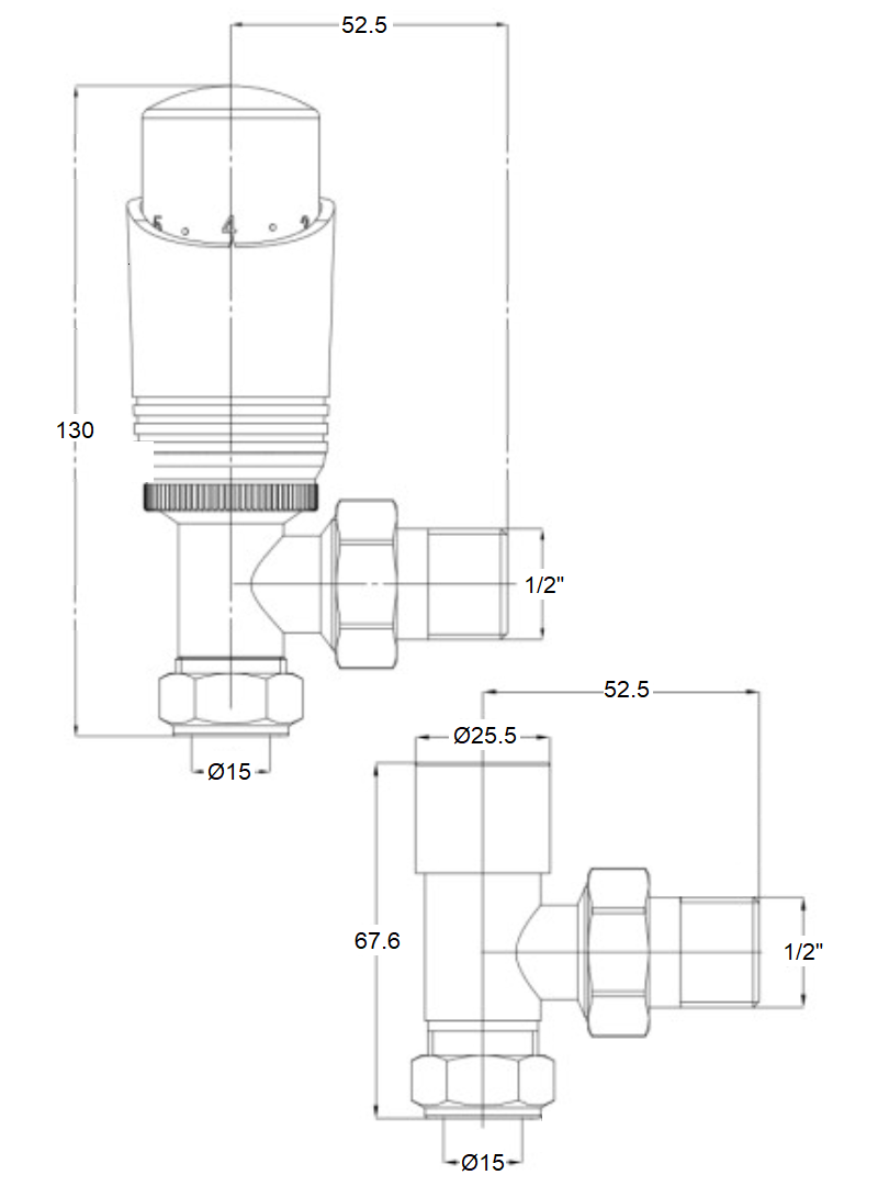Delta Angled TRV - Brushed Nickel