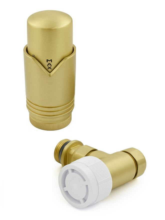 Grosvenor Angled Thermostatic Valve Set - Brushed Brass