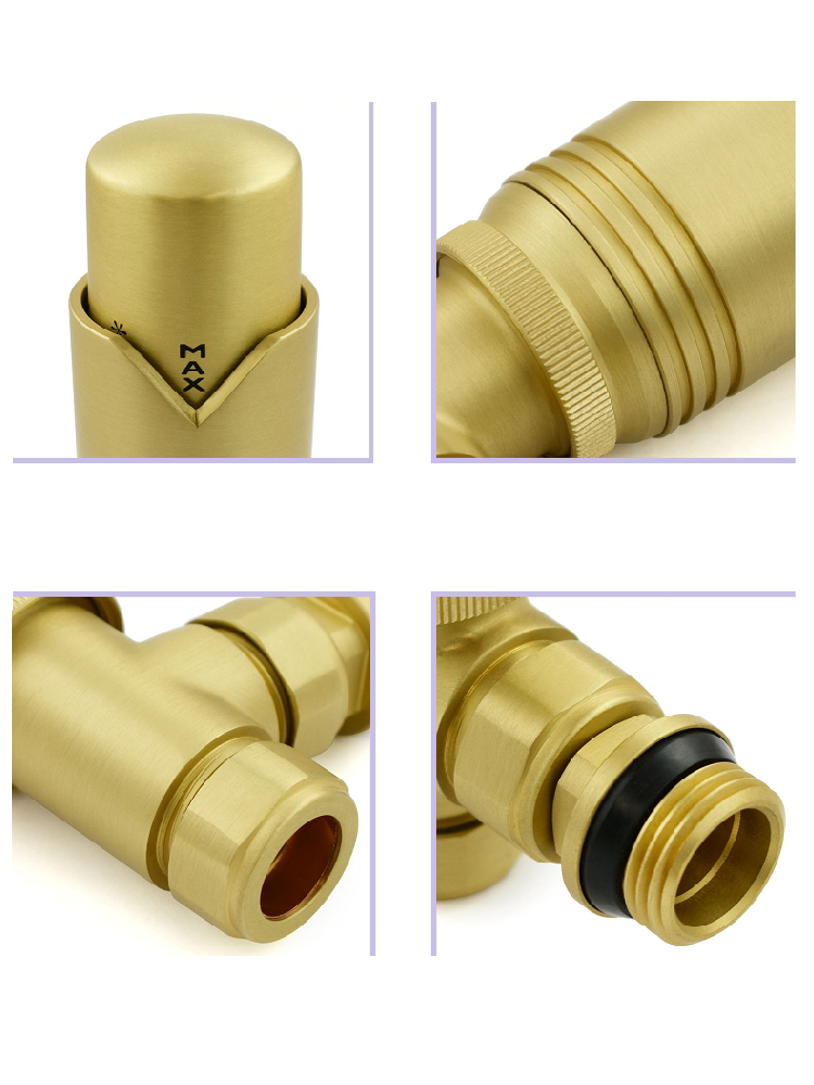 Grosvenor Angled Thermostatic Valve Set - Brushed Brass