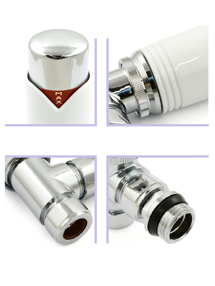 Grosvenor Angled Thermostatic Valve - White & Chrome