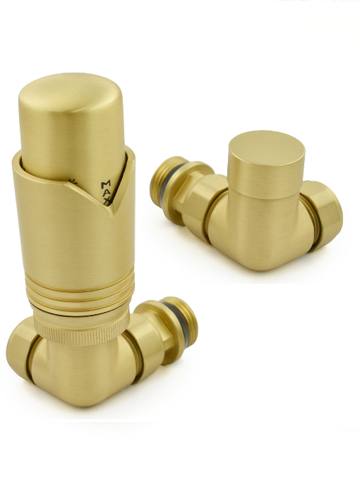 Grosvenor Corner Thermostatic Valve Set - Brushed Brass