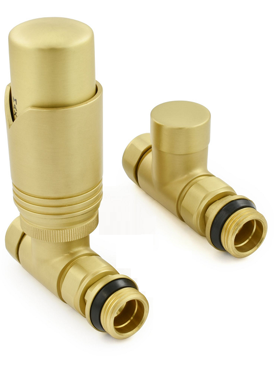 Grosvenor Straight Thermostatic Valve Set - Brushed Brass