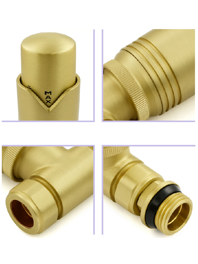 Grosvenor Straight Thermostatic Valve Set - Brushed Brass