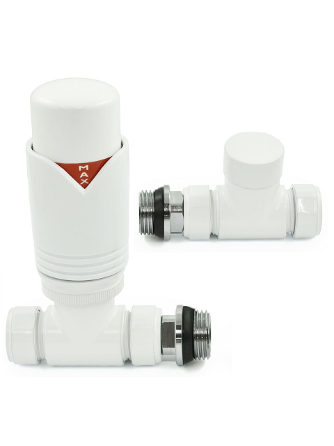 Grosvenor Straight Thermostatic Valve - White & Chrome