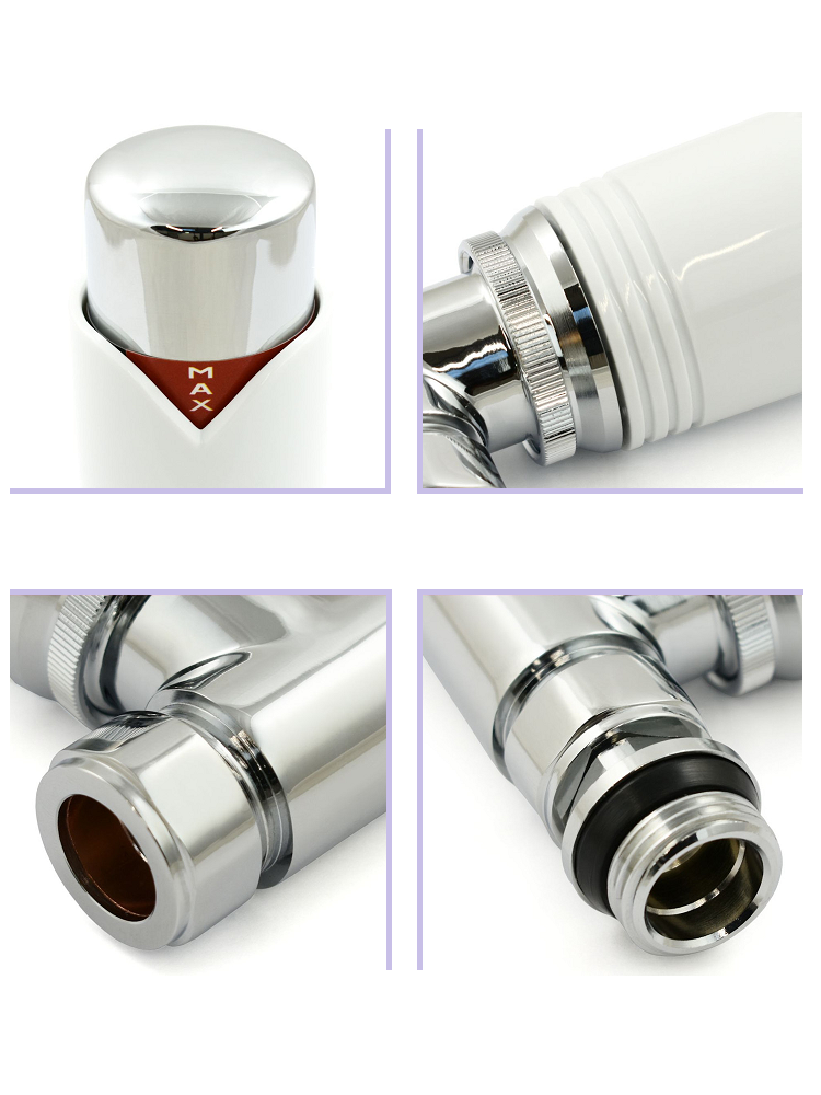 Grosvenor Straight Thermostatic Valve - White & Chrome