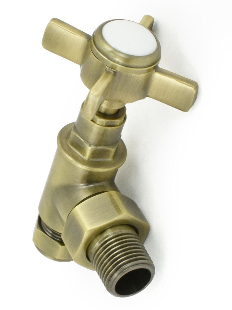 Westminster Angled Radiator Valve Set - Antique Brass