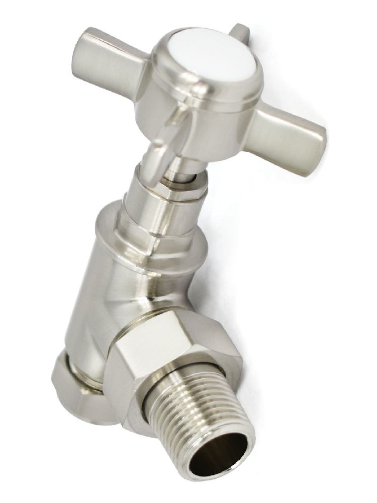 Westminster Angled Radiator Valve Set - Satin Nickel