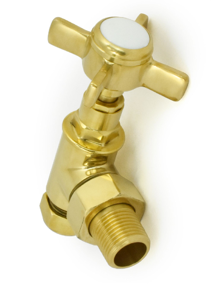 Westminster Angled Radiator Valve Set Un-Lacquered Brass