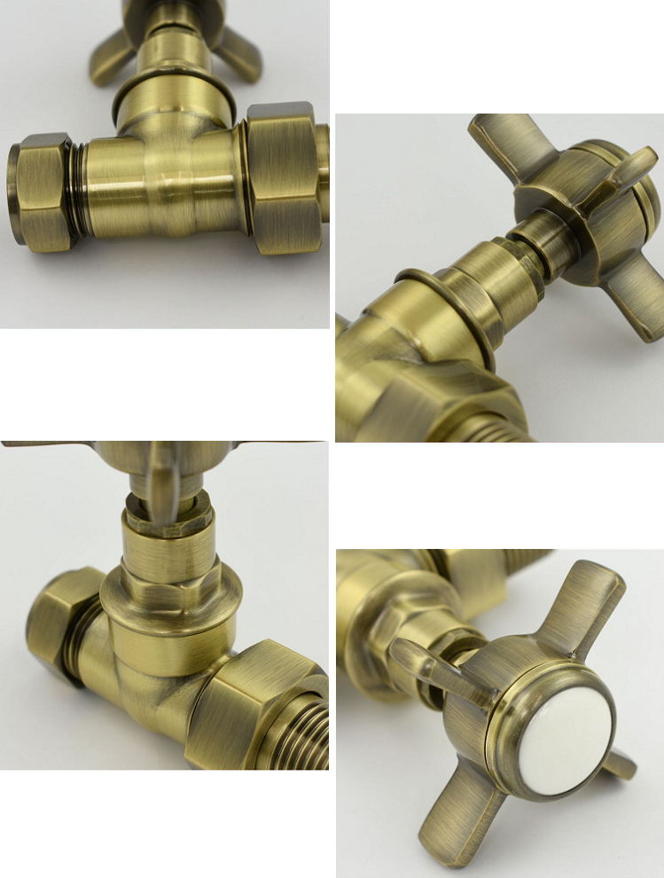 Westminster Straight Radiator Valve Set  - Antique Brass