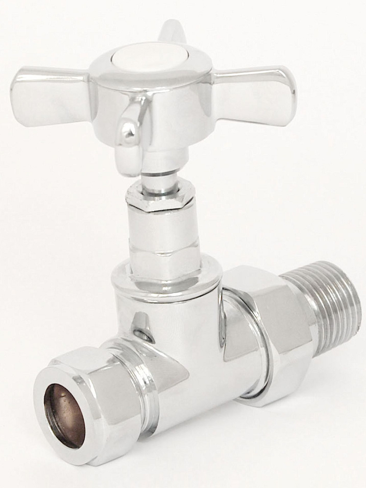 Westminster Straight Radiator Valve Set - Chrome