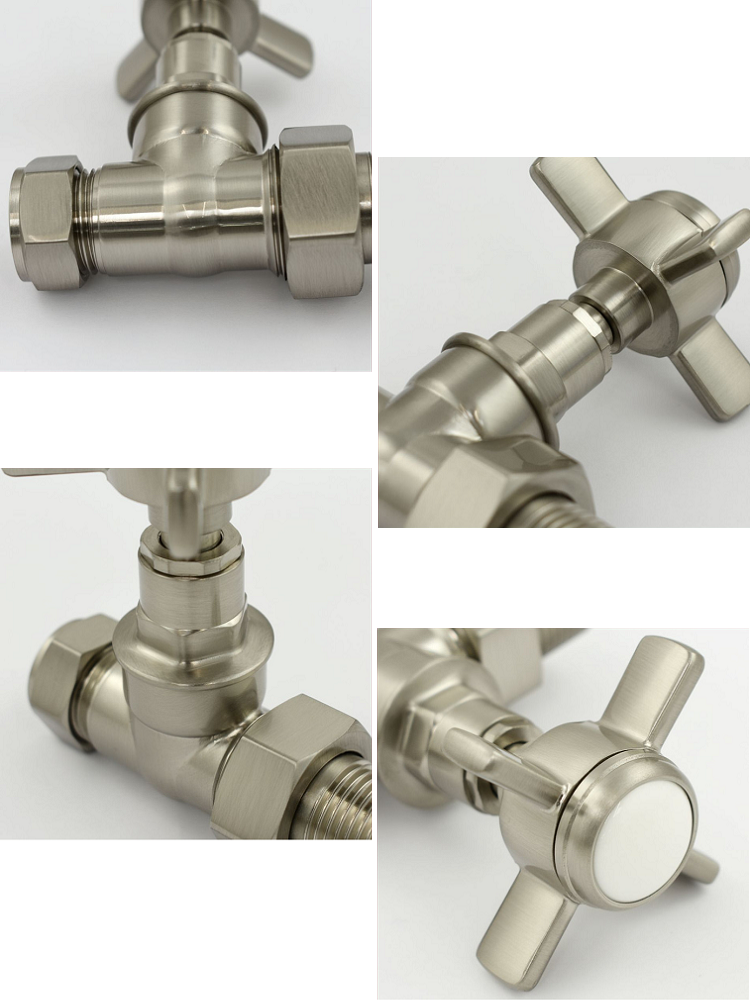 Westminster Straight Radiator Valve Set - Satin Nickel